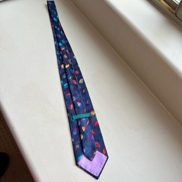 Prochownick Navy Blue Classic Men's Neck Tie Multicolored Oval Accents Classic - Picture 8 of 11